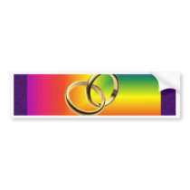 Rainbow Pride with Gold Wedding Bands Bumper Sticker