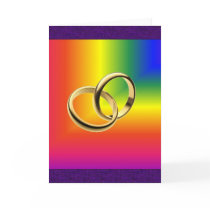 Rainbow Pride with Gold Wedding Bands Card