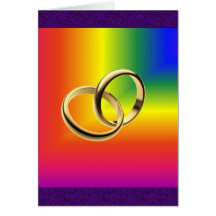 Rainbow Pride with Gold Wedding Bands Card