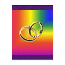 Rainbow Pride with Gold Wedding Bands Postcards