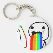 Rainbow Puke Comic Face Key Chain