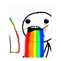 Rainbow Puke Comic Face Postcards