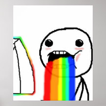 Rainbow Puke Comic Face Posters