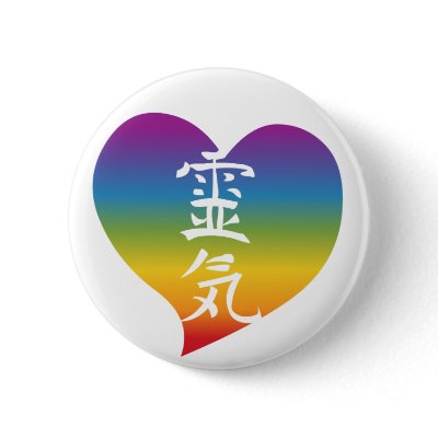 Rainbow Reiki Heart Button by ReikiArtist