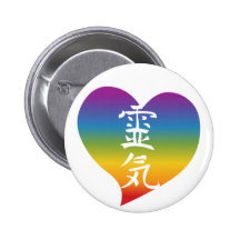 Rainbow Reiki Heart Button