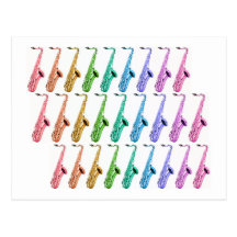 Rainbow Saxophones Postcard