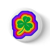 Rainbow shamrock design pinback buttons
