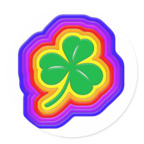 Rainbow shamrock design round stickers