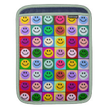 Rainbow smiley face squares sleeves for iPads
