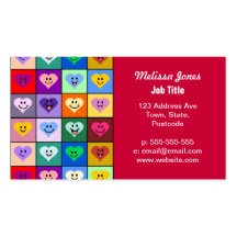 Rainbow Smiley Hearts squares Business Cards