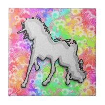 RAINBOW STARS UNICORN Tile