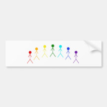 Rainbow Stick Figures - 2 Bumper Stickers