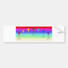 Rainbow Stick Figures (Circle) RainbowBackground Bumper Sticker