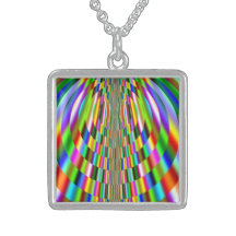 Rainbow Sun Rays Fractal Pendant
