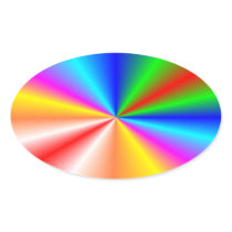 Rainbow "sunburst" background oval sticker