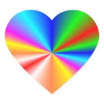Rainbow "sunburst" background heart stickers