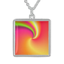 Rainbow Swirl Background Personalised Necklace