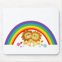 Rainbow Tango-Cute Cartoon Lions Mousepad