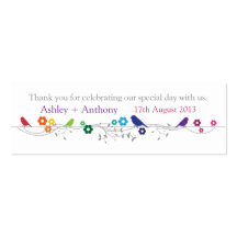Rainbow Theme Birds Wedding Thank You Favour Tags Business Cards