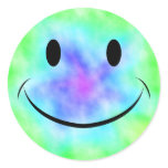 Rainbow Tie Dye Smiley Face Sticker