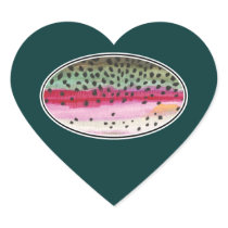 Rainbow Trout Fishing Heart Stickers