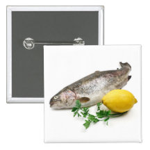 rainbow trout with lemon and parsley pinback button
