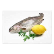 rainbow trout with lemon and parsley photo print