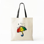Rainbow umbrella & rain drops canvas bags
