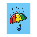 Rainbow umbrella & rain drops postcards