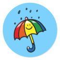 Rainbow umbrella & rain drops stickers