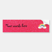 Rainbow unicorn pink glitter bumper stickers