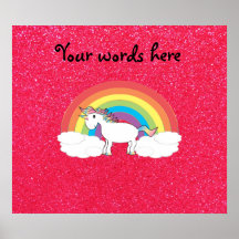 Rainbow unicorn pink glitter print