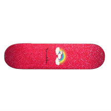Rainbow unicorn pink glitter skateboard deck