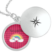 Rainbow unicorn silver locket