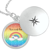 Rainbow unicorn silver locket
