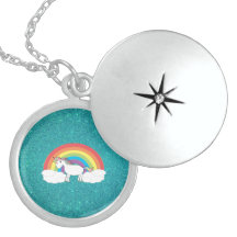 Rainbow unicorn turquoise glitter custom jewelry