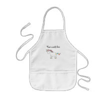 Rainbow unicorn with gold hearts apron