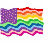 Rainbow US Flag photo sculptures