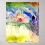 Rainbow Volcano Watercolor Poster posters