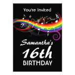 Rainbow White Music Notes 16th Birthday Party Personalized Invitations