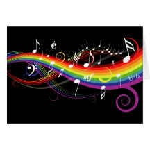 Rainbow White Music Notes Card