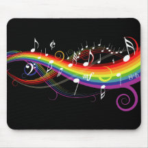 Rainbow White Music Notes Mousepad