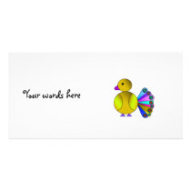 Rainbow yellow peacock customized photo card