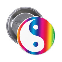 Rainbow Yin Yang Button