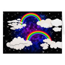 Rainbows, Stars and Clouds in a Night Sky Card