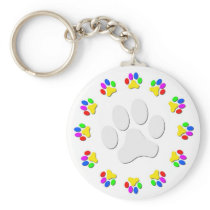 Rainwbow Pawprints KeyChain
