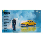 RAINY DAY COUPLE YELLOW TAXI CAB BUSINESS CARD