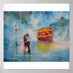 RAINY DAY KISSING COUPLE TRAM posters