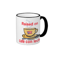raised on cafe con leche coffee mug