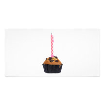 Raisin muffin with candle custom photo card